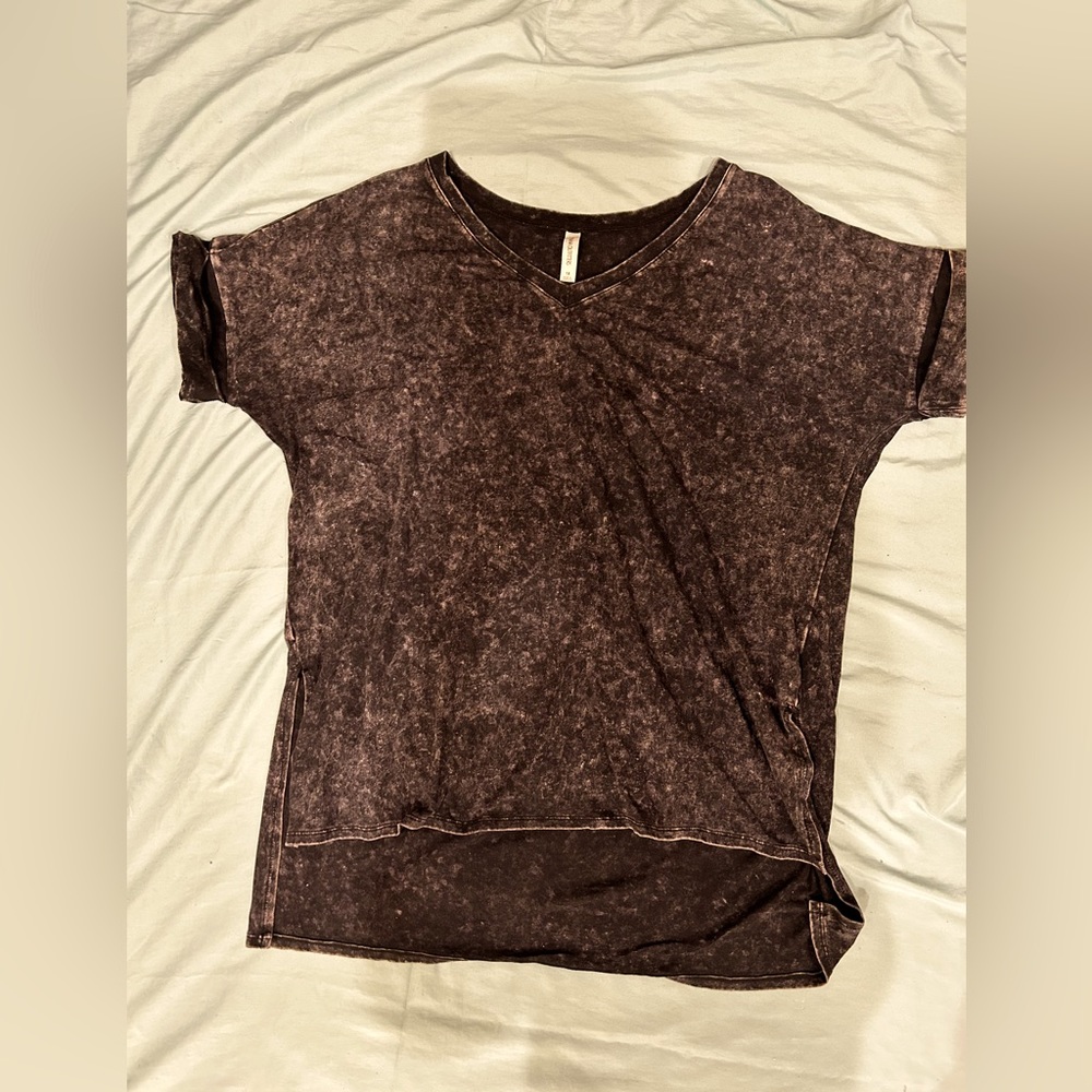 Zenana outfitters black & grey, ashen-wash shirt.